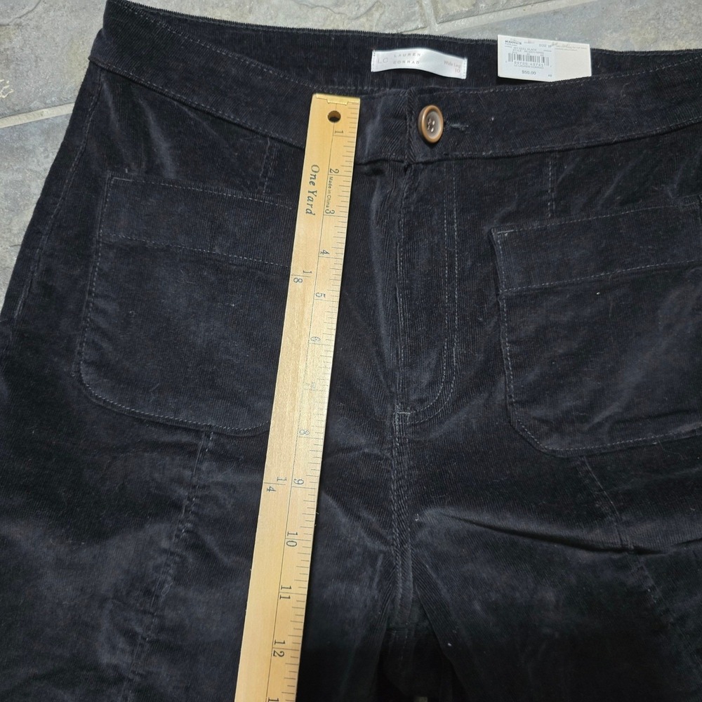 new LC Lauren Conrad Wide Leg  pants womens 10 Black Corduroy High Rise - Picture 3 of 7